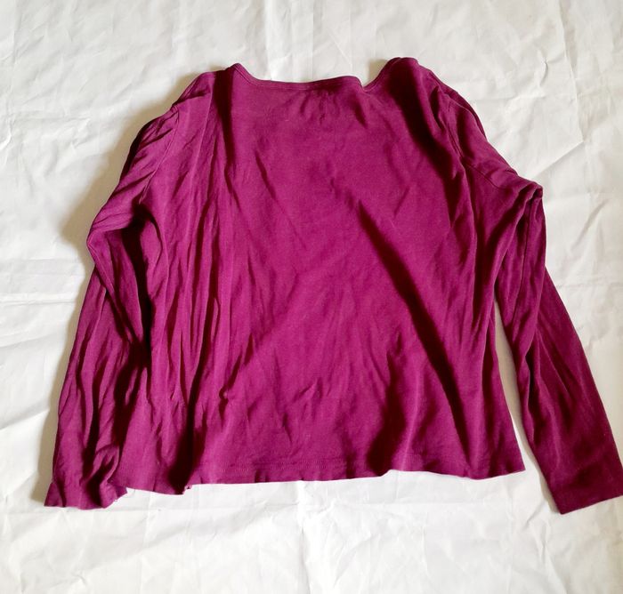 Tee shirt à manches longues femme violet avec un motif floral BlanchePorte taille 46/48 en coton - photo numéro 4
