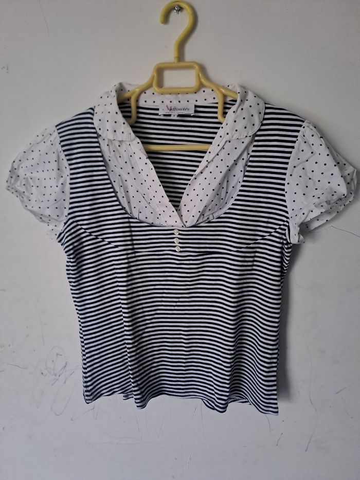 Top pois et rayures Affinités Taille 3