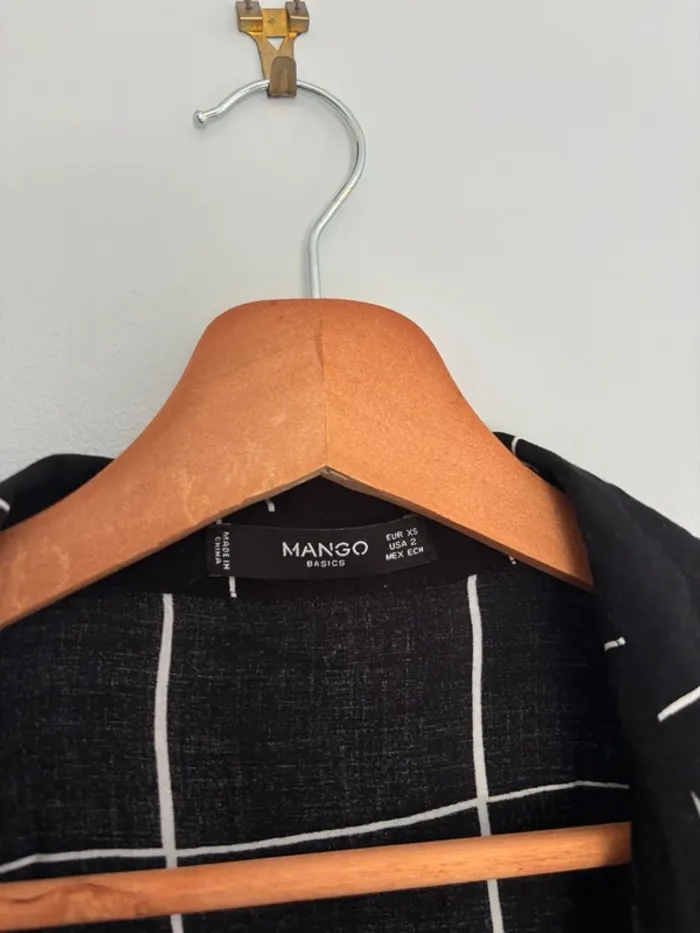 Chemise noir à carreaux blanc Mango Taille XS - photo numéro 3