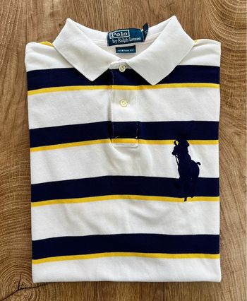 Polo/chemise/T.shirt/ rayé blanc, bleu marine et jaune Polo Ralph Lauren pour homme, taille M