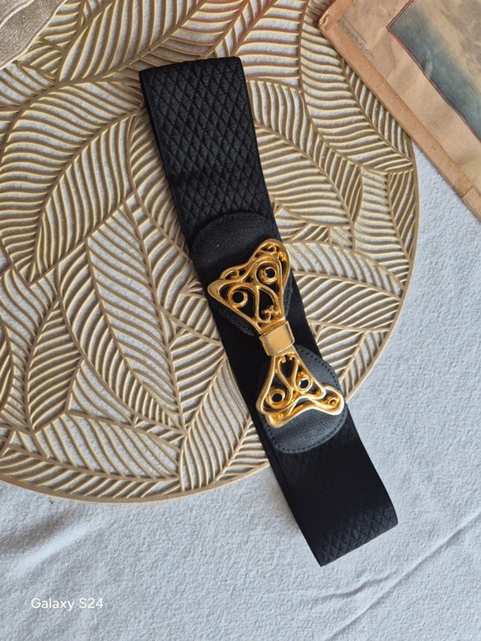 Ceinture vintage chic en croûte de cuir - photo numéro 2