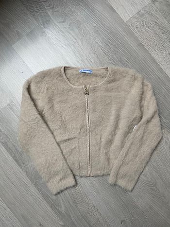 Gilet zip doux moumoute beige 4 ans 