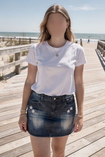 Jupe en Jean Morgan taille 38 broderies personnalisation 