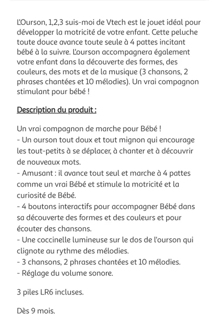 Petit ourson VTech - photo numéro 4