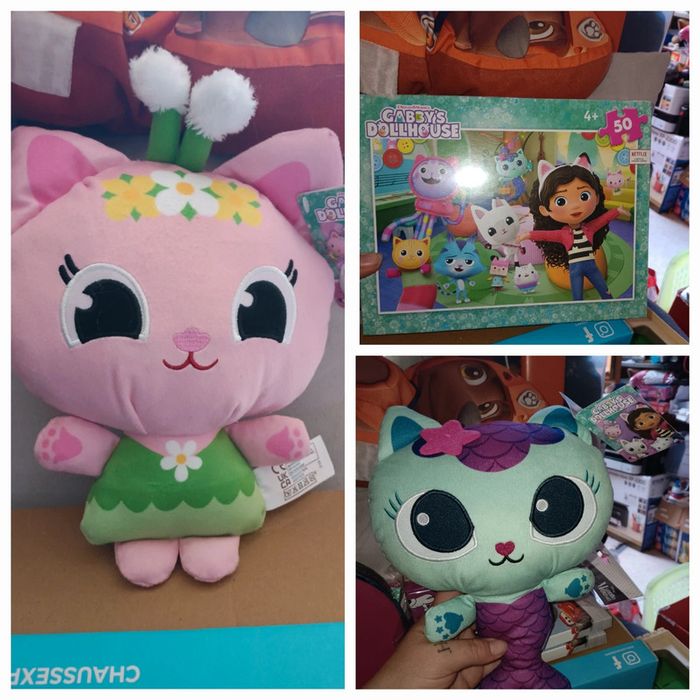 Lot Gabby's dollhouse 2 peluches et 1 puzzle