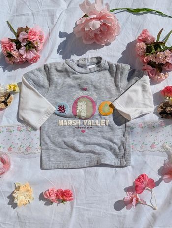 Pull blanc gris multicolore