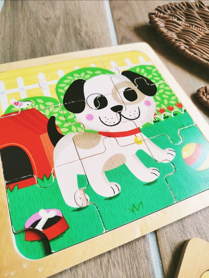 🐱Jeu d'éveil- Lot de 2 Puzzles en bois animaux chien et chat- marque Janod - photo numéro 3