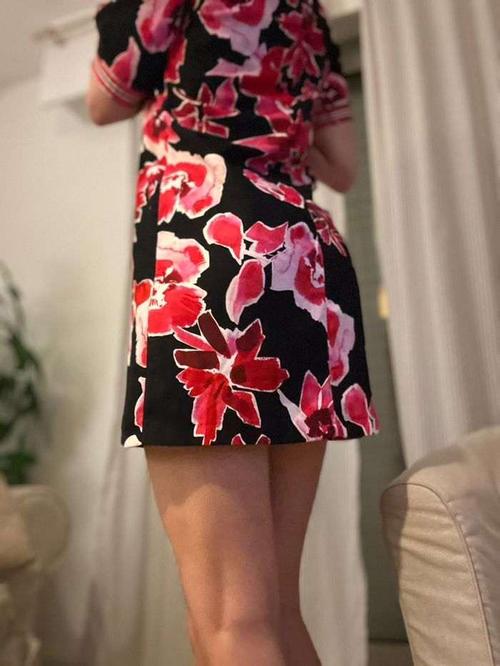 Robe morgan taille 36 à motifs fleurs rose et rouge - photo numéro 2