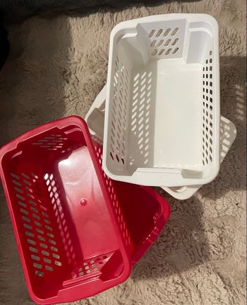 Lots 4 Paniers Des Rangement Rouge Blanc