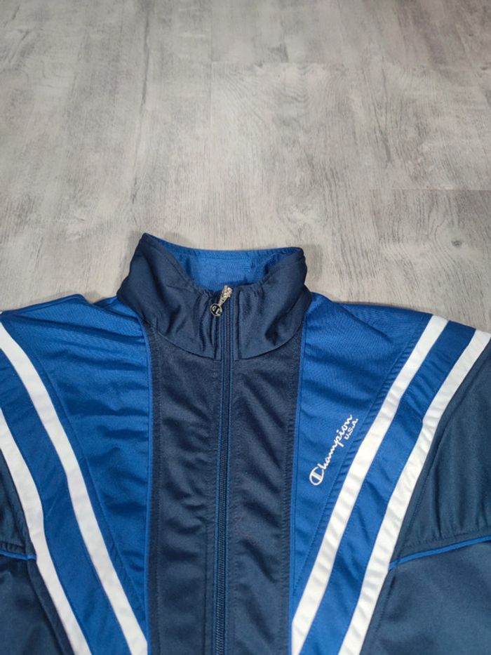 Ensemble Survêtement Champion U.S.A. Vintage Bleu Marine Logo Brodé Blanc Taille M Homme - photo numéro 3