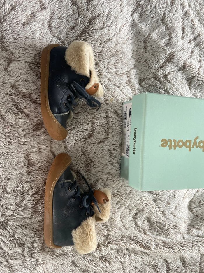 Babybotte bébé bottillon cuir fourree hiver abufl marine - photo numéro 2