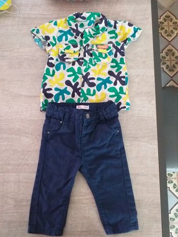 Ensemble pantalon/chemisette DPAM garçon 6 mois