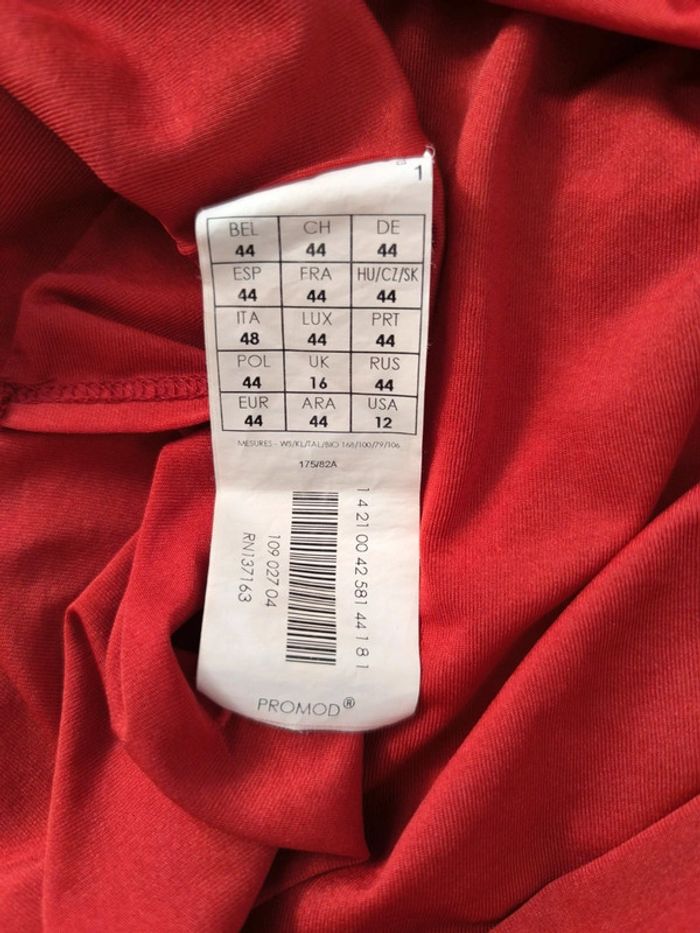 Jupe fleurie fluide doublée Promod Rouge Foncé - Taille 44 - photo numéro 7