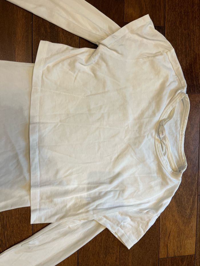 T-shirt manches courtes longues blanc serre mango taille S/36 - photo numéro 5