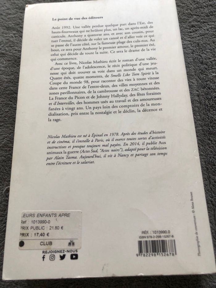 Livre Nicolas Mathieu - photo numéro 2