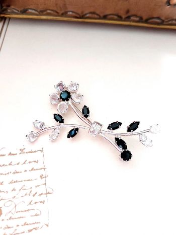 Magnifique broche vintage strass blanc et noir
