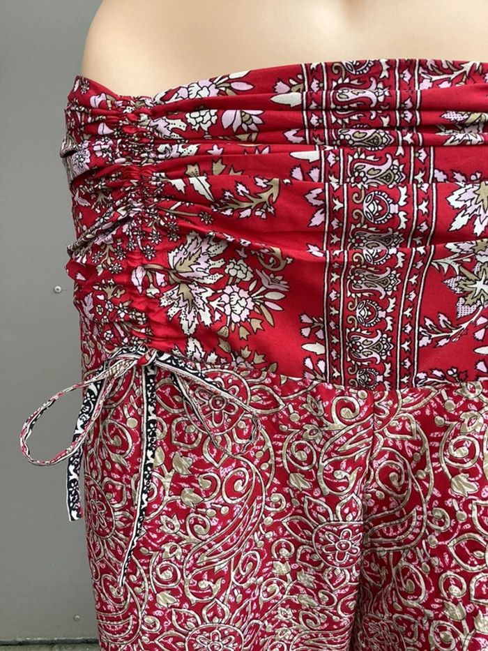 Pantalon léger rouge taille M – style bohème chic, excellent état - photo numéro 3