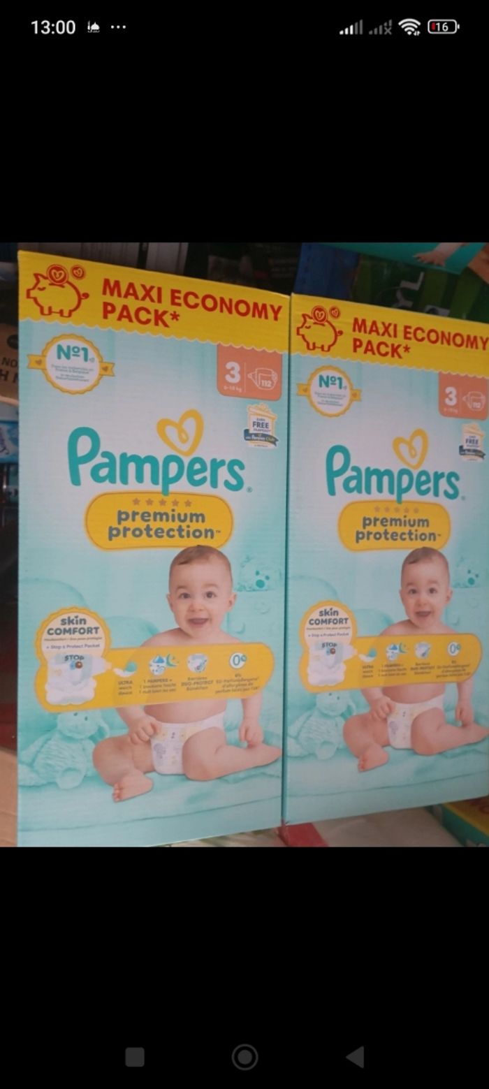 2 carton Pampers premium taille 3