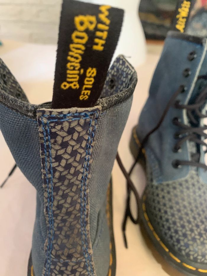 Bottines Dr Martens 1460 en toile et cuir bleus souples, pointure 36 - photo numéro 7