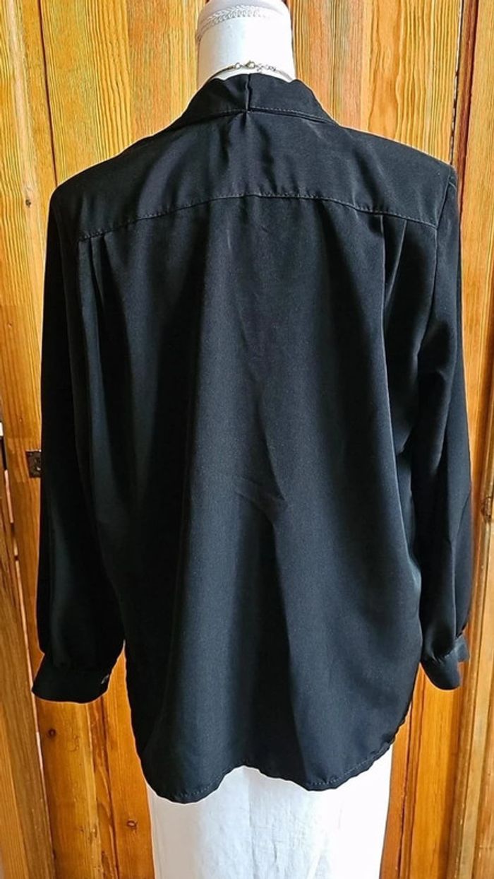 Blouse vintage femme noire epaulettes - photo numéro 3