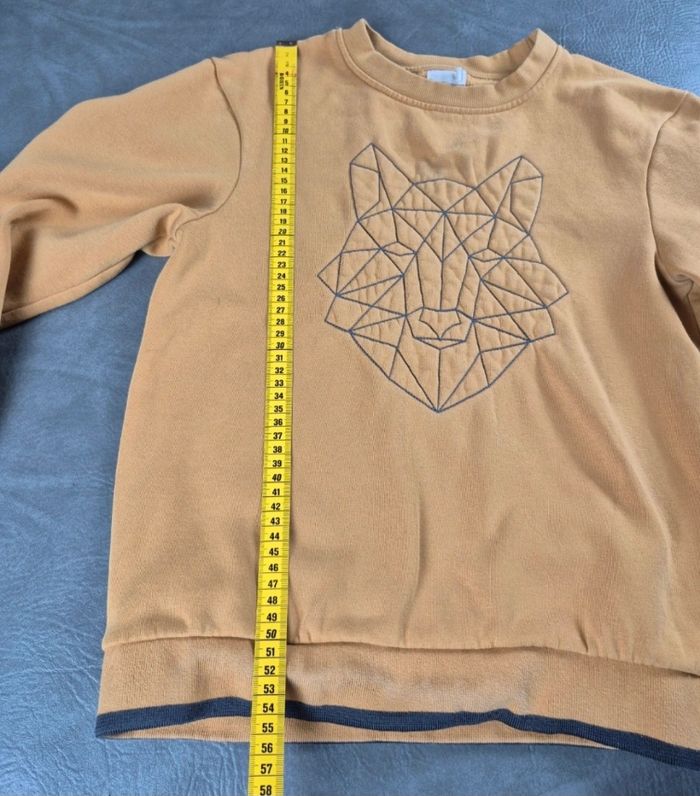 Sweat orange 12 ans loup brodé effet origami A30 - photo numéro 4