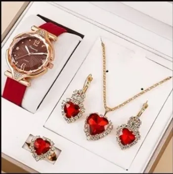 Montre-bracelet en cuirpour femme,femme, cadeau simple, nouveau, ensemble de 5 pièces