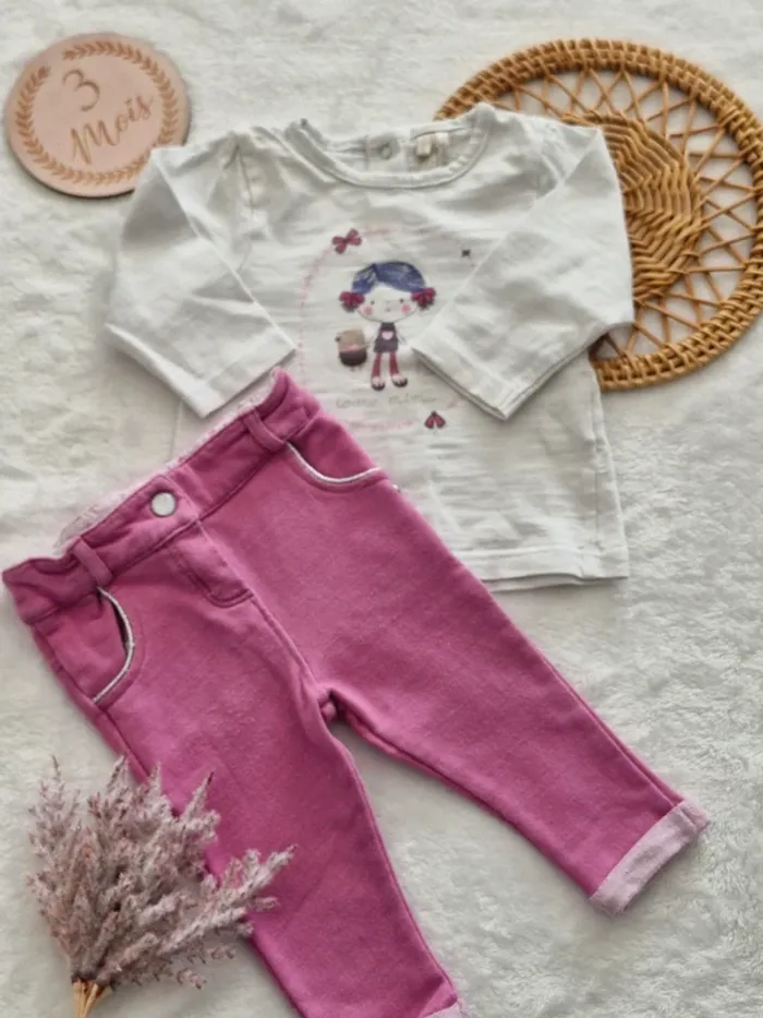 Ensemble T-shirt manches longues et pantalon 3 mois