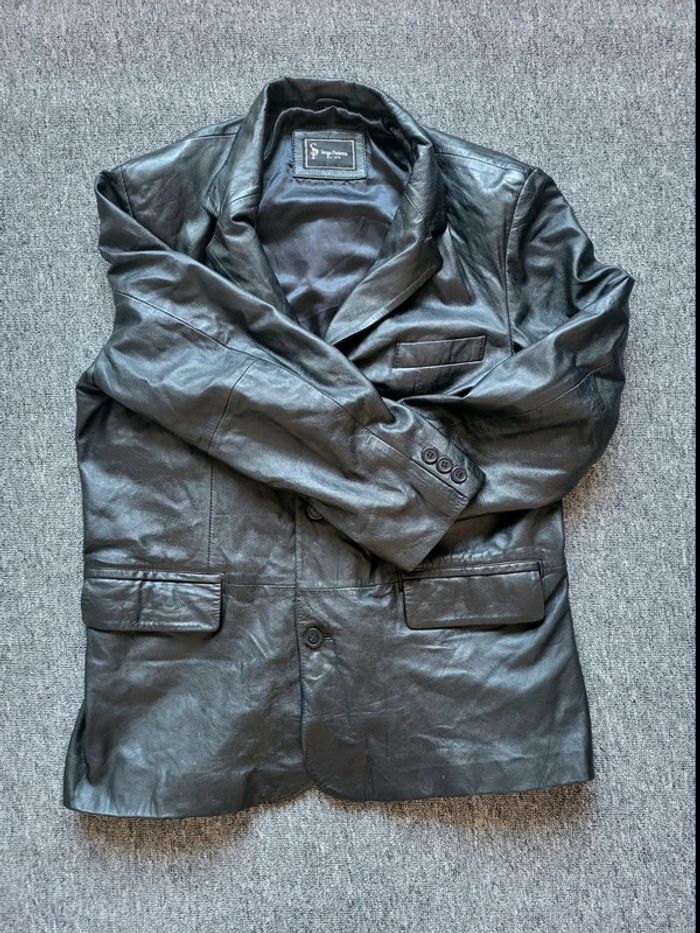 Veste Blazer en Cuir Véritable Serge Pariente - Noir - Taille 3XL - photo numéro 2
