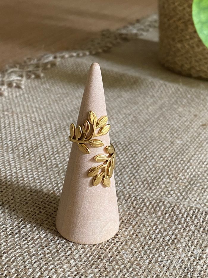 Bague " feuilles " en acier inoxydable - photo numéro 2