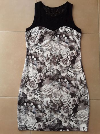 Robe débardeur noir imprimé femme 36 TBE
