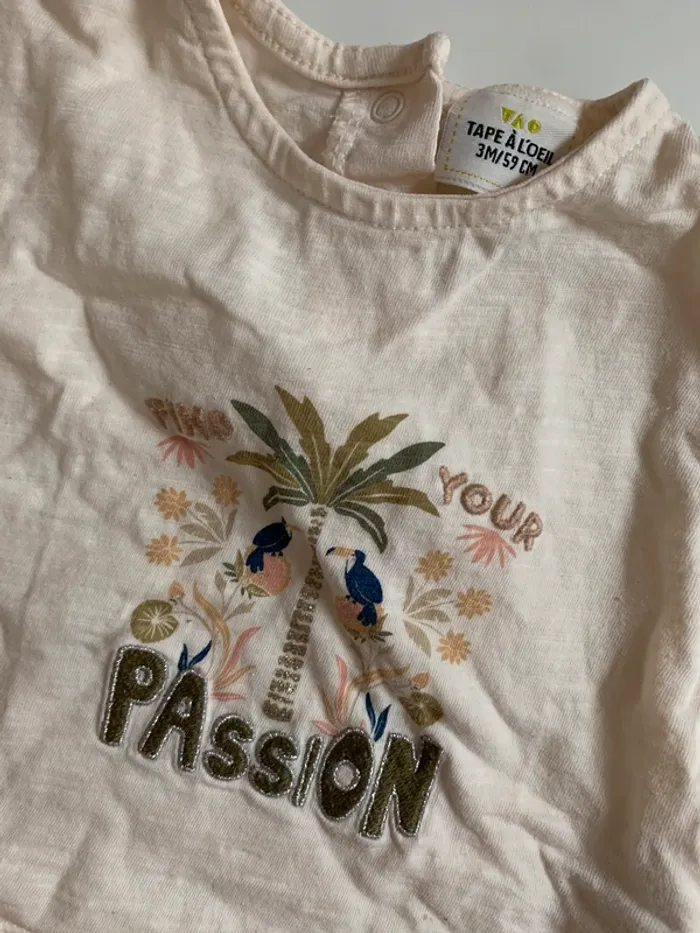 Ensemble 2 pièces été TAO t-shirt short 3 mois tbe - photo numéro 3