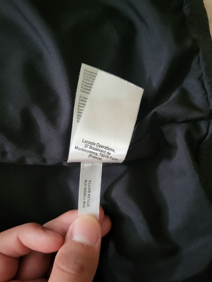 Doudoune Lacoste Homme XL Noir Capuche – Très Bon État - photo numéro 8