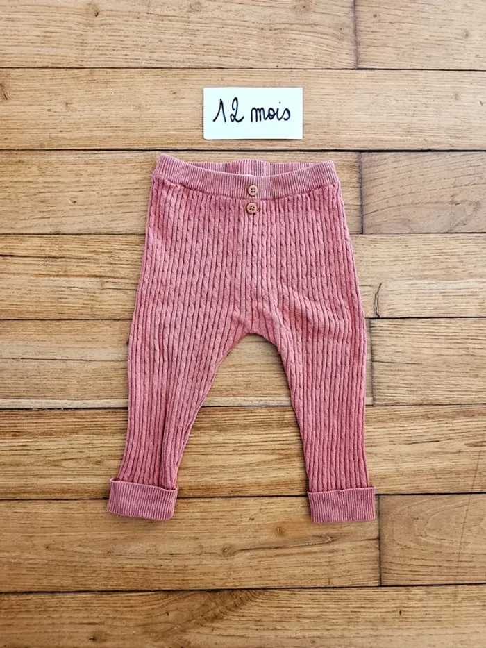 Pantalon legging habillé vieux rose bébé fille 18 mois