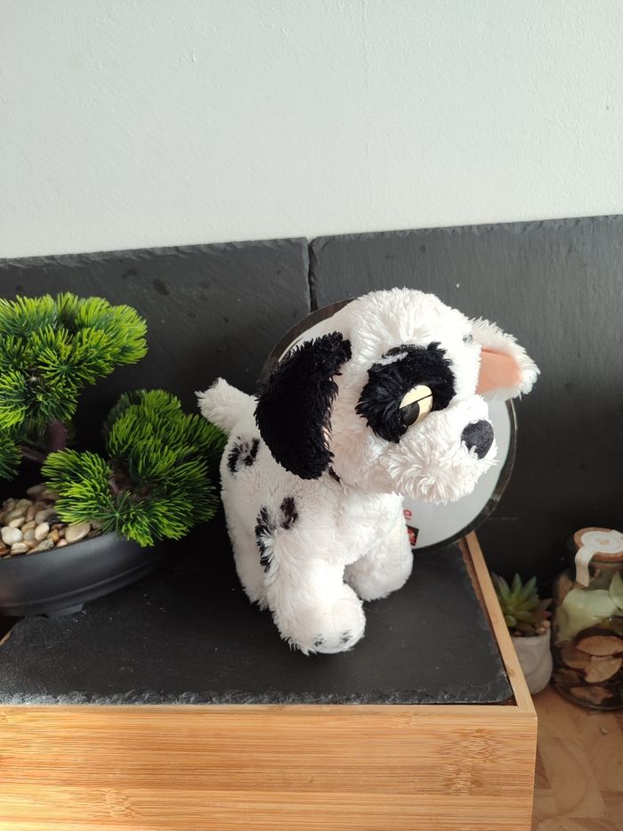 Peluche chien les 101 dalmatiens Disney blanc noir tâche collier rouge vintage