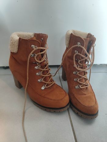 Bottines à talons suédine-daim camel femme pointure 37