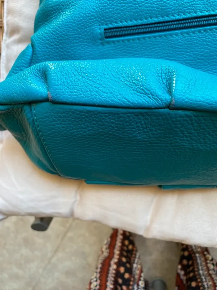 Sac à main Genuine Leather 20x30 Turquoise - photo numéro 3