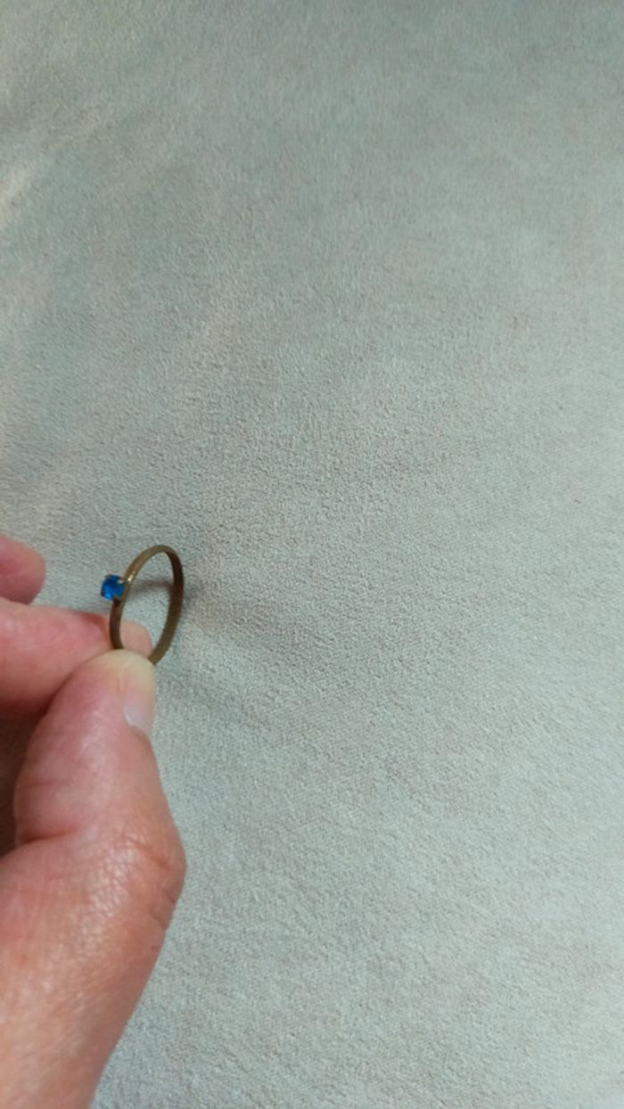 Bague vintage fine avec pierre bleue – Taille 50 - photo numéro 3