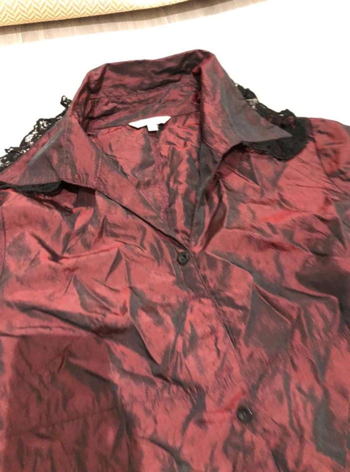Chemise rouge Bordeau dentelles - photo numéro 2