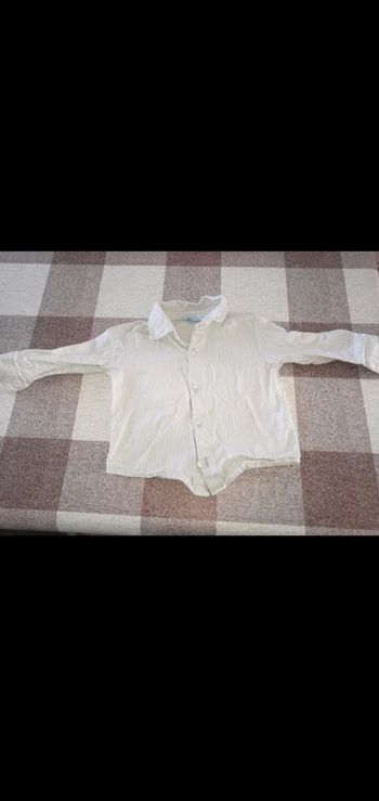 Chemise manches longues rayée blanc/gris Tex 9 mois