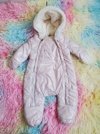 🌴 Combinaison rembourré polaire hiver licorne rose métallisé taille 1 mois