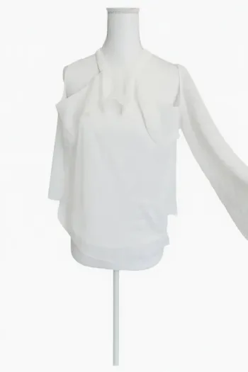 Haut blanc Mango épaules dénudées fluide – taille L