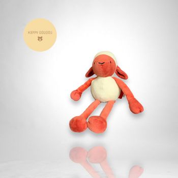Doudou Peluche Mouton rouge et blanc Marese A394