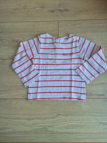 T-shirt marinière rouge rose blanc