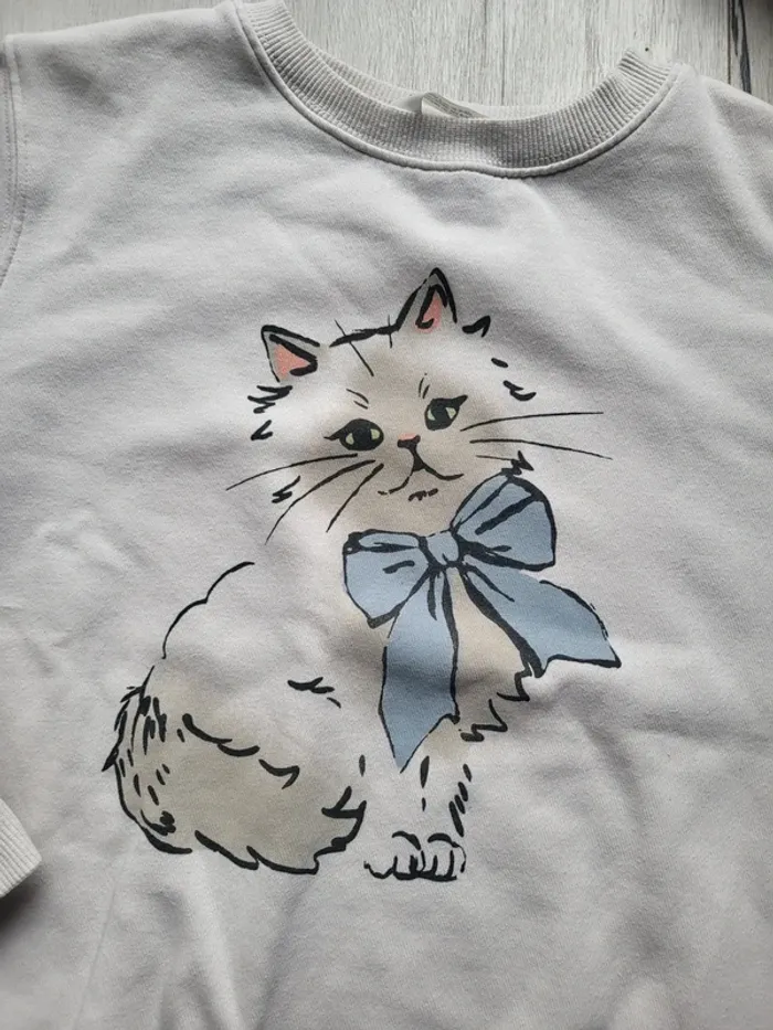 Pull sweat h&m fille 8/10ans chat