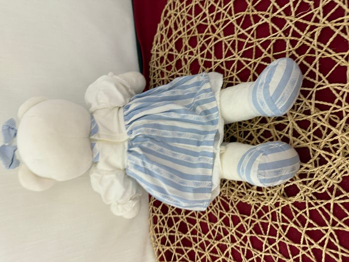 Ours Tartine Et Chocolat Oursonne Robe Blanc Raye Bleu Doudou - photo numéro 3