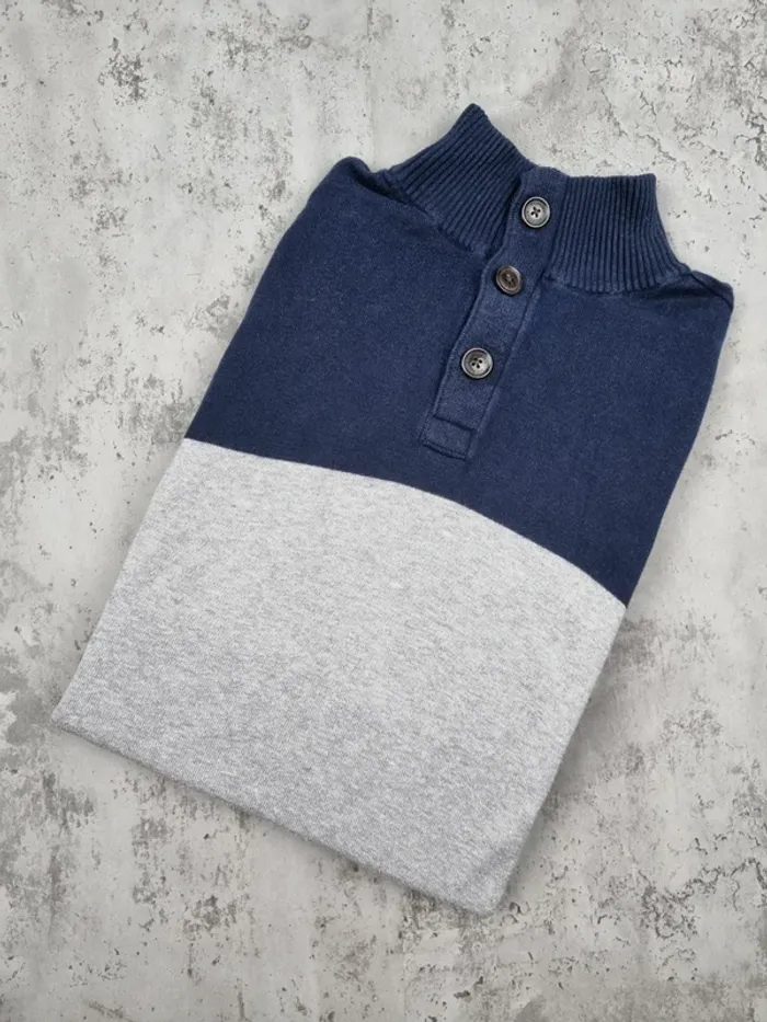 Pull col rond à boutons Tommy Hilfiger – Taille XL Homme (mesures en photos)