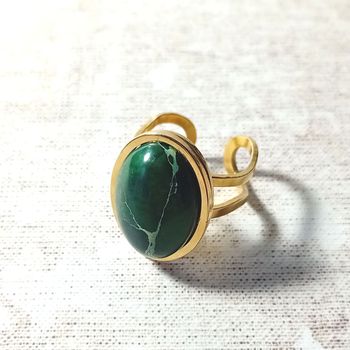 bague dorée ajustable pierre marbrée