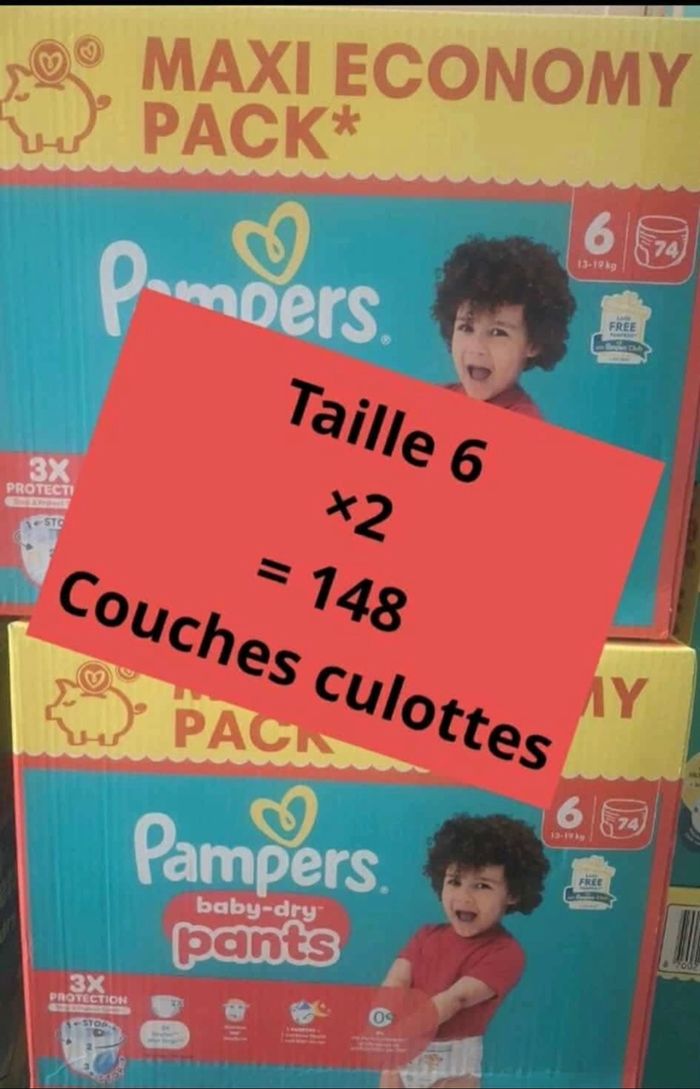 2 cartons de couches taille 6 pants