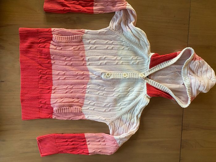 Pull maille avec tresses Tommy Hilfiger blanc rose avec capuche 12/14 ans - photo numéro 9