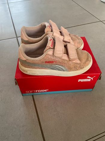 Basket rose puma paillette taille 25 fille